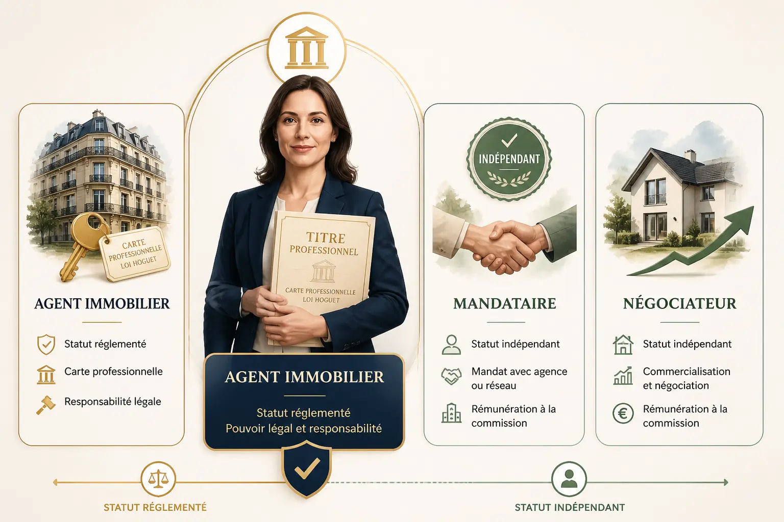 Comparatif des rôles d’agent commercial immobilier, agent immobilier, mandataire et négociateur